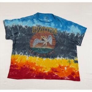 Led Zeppelin US Tour 1975 Tie Dye Graphic T-Shirt Mens XL Officially Licensed